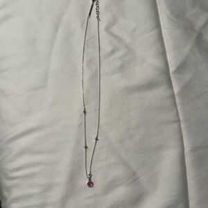 Kendra Scott Silver Necklace with Pink Pendant